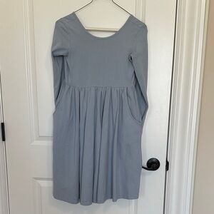 Hanna Andersson light blue/gray skater dress with pockets